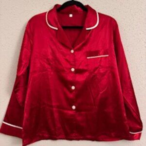 Pijama Satinada Borgoña de 2 Piezas (Burgundy Satin Pajama Set – 2 Piece)